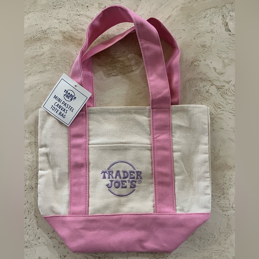Trader Joe's Easter Mini Canvas Tote with Pink Trim